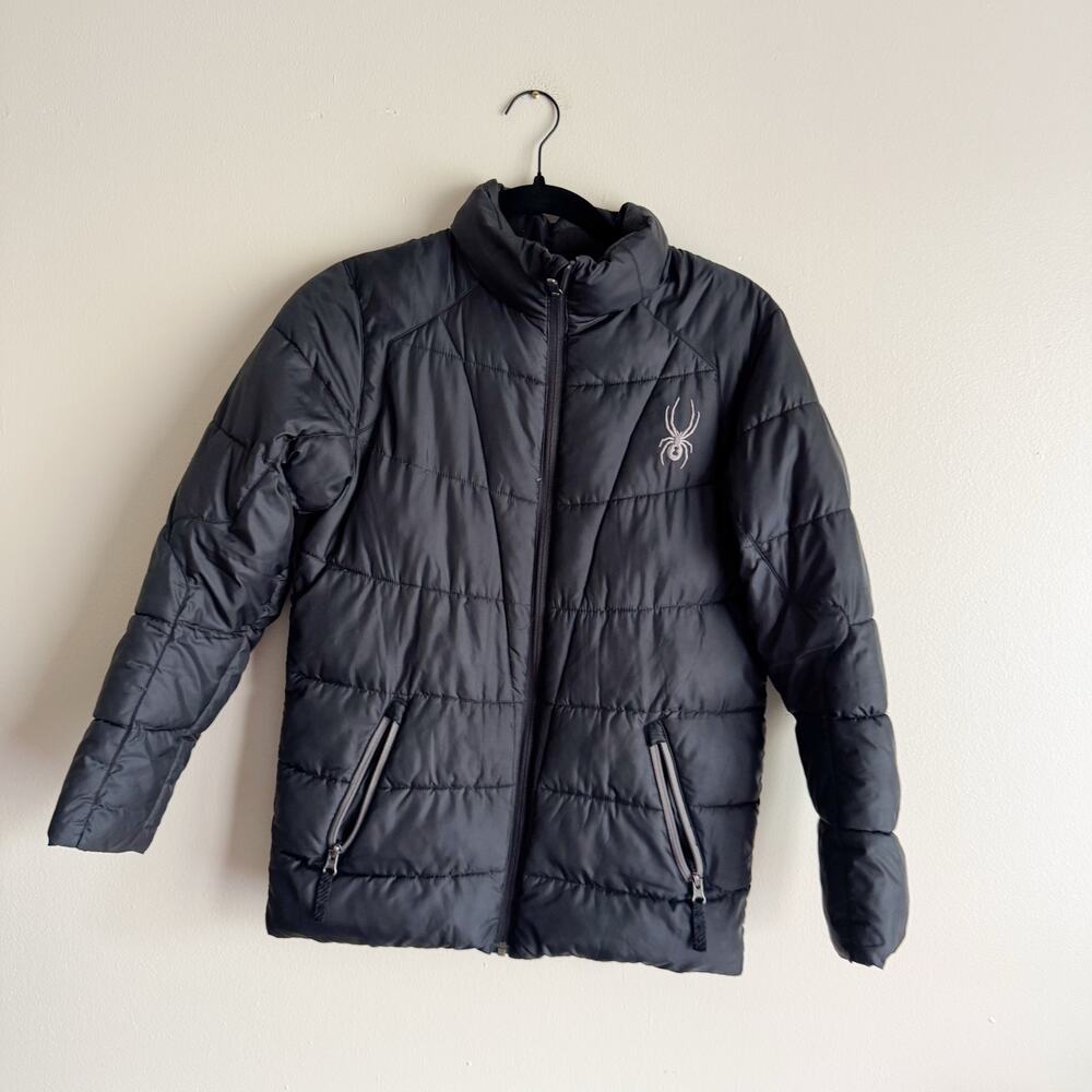 Spyder Black Quilted Puffer Jacket Youth XL Winter Coat